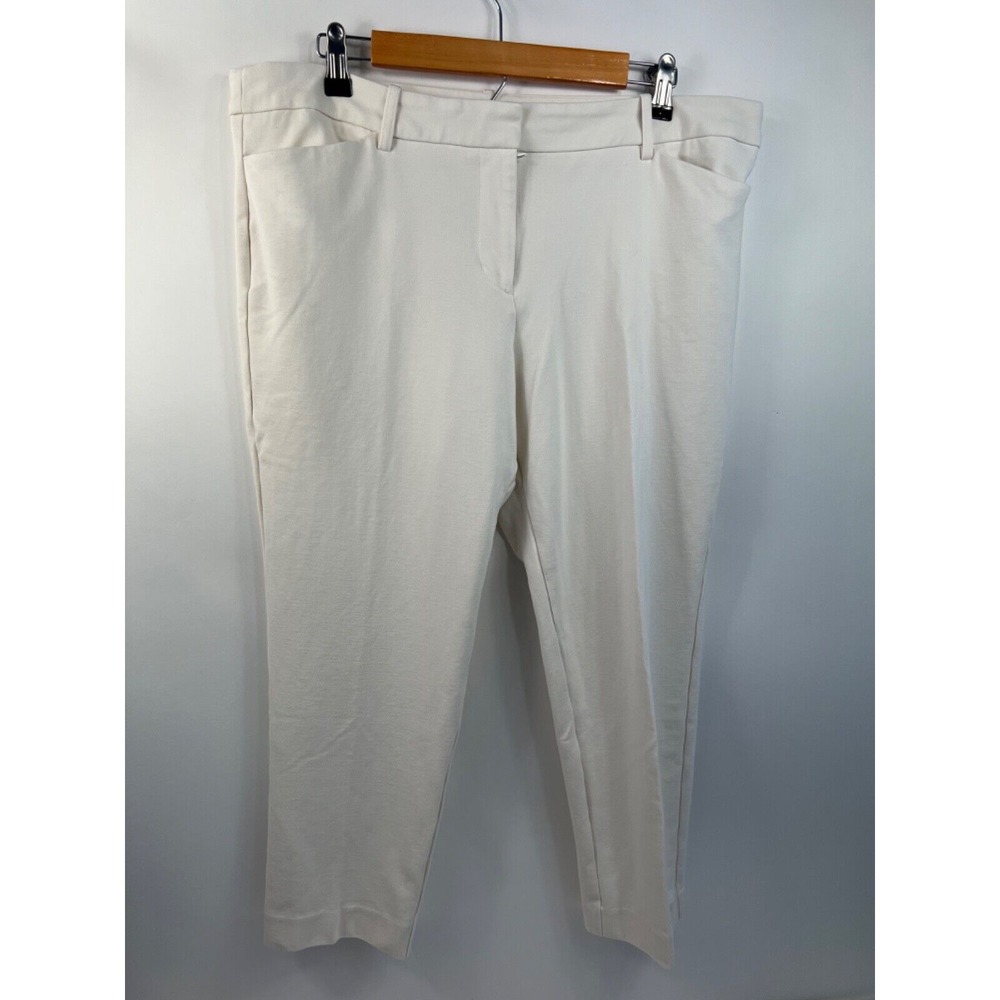 Liz Claiborne Ankle Pants Women's Size 14 Ivory Stretch Pockets Belted
